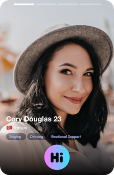 A young brunette woman's profile on GoMeet.today.