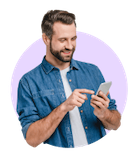 Young caucasian man using GoMeet.today.